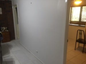 Newly repaired plasterboard wall