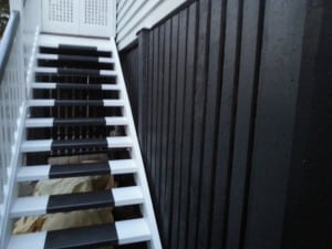 Newly repaired and painted batten & stairs